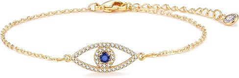 سوار عين الشر للنساء - تميمة حماية مجوهرات أنيقة مطلية بالذهب عيار 18 قيراط قابلة للتعديل، هدية بتصميم بسيط لها in Kuwait