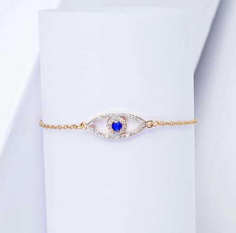 سوار عين الشر للنساء - تميمة حماية مجوهرات أنيقة مطلية بالذهب عيار 18 قيراط قابلة للتعديل، هدية بتصميم بسيط لها in Kuwait