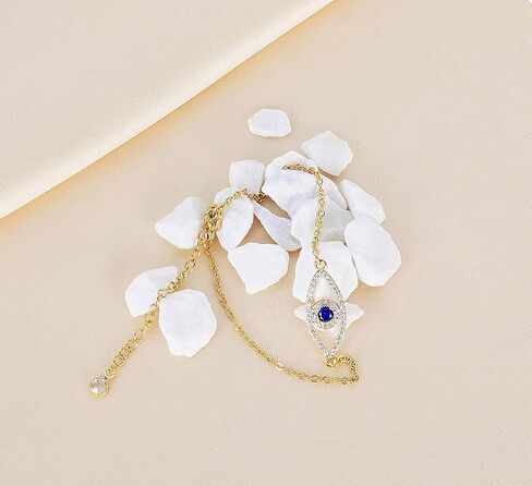 سوار عين الشر للنساء - تميمة حماية مجوهرات أنيقة مطلية بالذهب عيار 18 قيراط قابلة للتعديل، هدية بتصميم بسيط لها in Kuwait