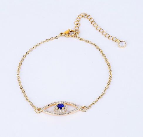 سوار عين الشر للنساء - تميمة حماية مجوهرات أنيقة مطلية بالذهب عيار 18 قيراط قابلة للتعديل، هدية بتصميم بسيط لها in Kuwait