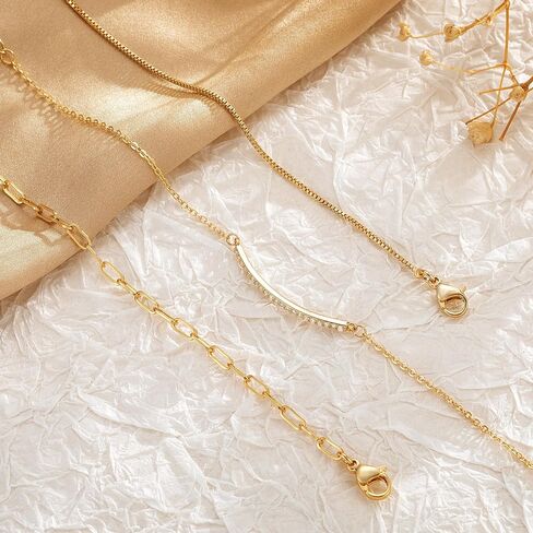 Stackable Fashion Bracelets for Women, Gold Bracelets for Women Trendy, Moissanite Bracelet for Women, Dainty Gold Bracelet Pack, Tennis and Snack Chain Bracelet Set in Saudi Arabia