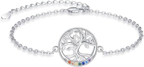 Dreamboat Sterling Silver Tree of Life Bracelet for Women 7 Chakra Bracelet Adjustable Bracelet Spiritual Tree Jewelry Gifts in Kuwait