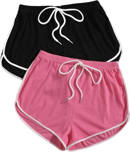 Milumia Women's 2 Pack Knot Workout Dolphin Shorts High Waisted Casual Lounge Gym Biker Shorts in Saudi Arabia