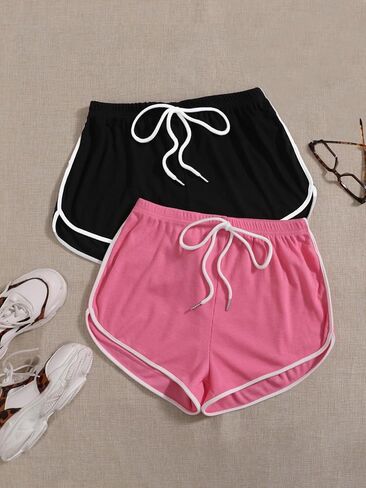 Milumia Women's 2 Pack Knot Workout Dolphin Shorts High Waisted Casual Lounge Gym Biker Shorts in Saudi Arabia