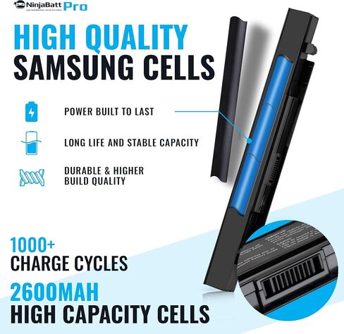 بطارية NinjaBatt لجهاز Asus X551 X551M A31N1319 X551C A41N1308 X551MA D550 X551CA A31LJ91 X451 X451C 00B110-00250600 0B110-00250100 - أداء عالي [4 خلايا/2200 مللي أمبير/32 وات] in Kuwait