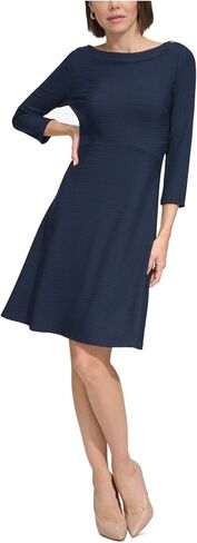 Tommy Hilfiger Women's 3/4 Sleeve Silky Rib Knit Boat Neck Dress in Saudi Arabia