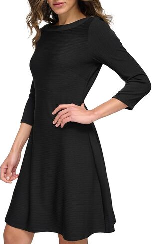 Tommy Hilfiger Women's 3/4 Sleeve Silky Rib Knit Boat Neck Dress in Saudi Arabia