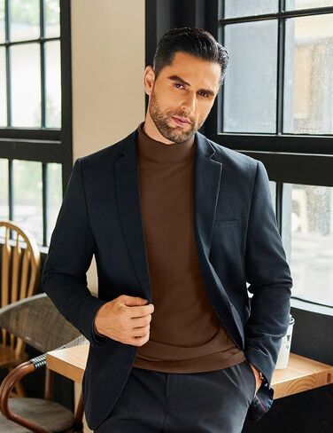 COOFANDY Mens Mock Neck Shirts Fleece Long Sleeve Tops Basic Pullover T-Shirts in Kuwait