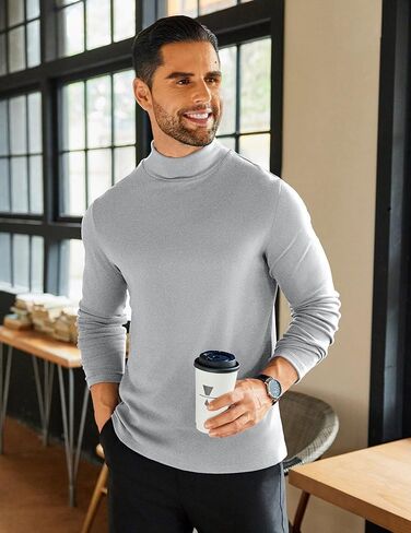COOFANDY Mens Mock Neck Shirts Fleece Long Sleeve Tops Basic Pullover T-Shirts in Kuwait