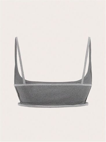Verdusa Women's Cut Out Backless Square Neck Spaghetti Strap Ribbed Mini Bra Cropped Cami Top in Kuwait