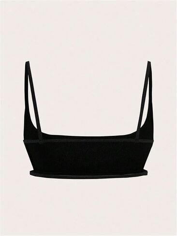 Verdusa Women's Cut Out Backless Square Neck Spaghetti Strap Ribbed Mini Bra Cropped Cami Top in Kuwait