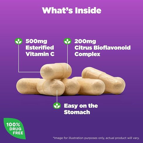 Natrol Easy-C Immune Health, Dietary Supplement, Supports Immune Health with Vitamin C and Bioflavonoids, Veggie Capsules, 500 mg, 120 Count in Kuwait