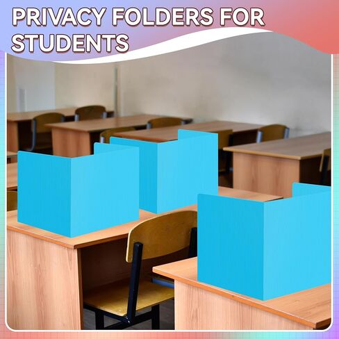 12 Pcs Desk Dividers for Students Classroom Plastic Privacy Folders Colored Test Dividers for Students Desks Trifold Privacy Panel Partitions for School Teacher Supplies(Multicolor) in Kuwait