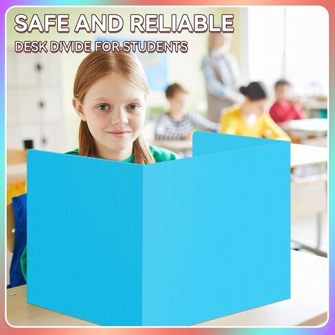 12 Pcs Desk Dividers for Students Classroom Plastic Privacy Folders Colored Test Dividers for Students Desks Trifold Privacy Panel Partitions for School Teacher Supplies(Multicolor) in Kuwait