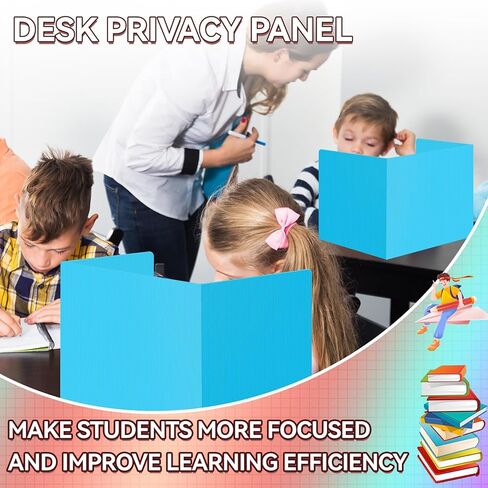 12 Pcs Desk Dividers for Students Classroom Plastic Privacy Folders Colored Test Dividers for Students Desks Trifold Privacy Panel Partitions for School Teacher Supplies(Multicolor) in Kuwait