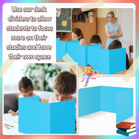 12 Pcs Desk Dividers for Students Classroom Plastic Privacy Folders Colored Test Dividers for Students Desks Trifold Privacy Panel Partitions for School Teacher Supplies(Multicolor) in Kuwait