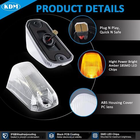 KDM Clear Lens Housing with White Led Bulb Cab Roof Top Marker Lights assembly Fit for 2014-2023 Dodge ram ProMaster 1500 1500 2500 3500 Pick up Truck Van，Mounted Running Clearance Lamp,5Pcs Pack in Kuwait