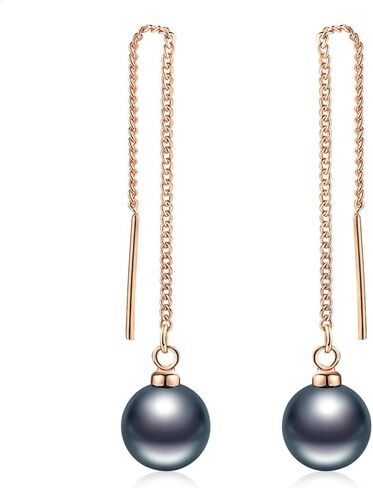 Crystal Earrings for Women - Chandelier Earrings - Black Pearl Earrings - Purple Crystal Earrings in Saudi Arabia