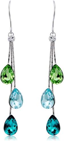 Crystal Earrings for Women - Chandelier Earrings - Black Pearl Earrings - Purple Crystal Earrings in Saudi Arabia