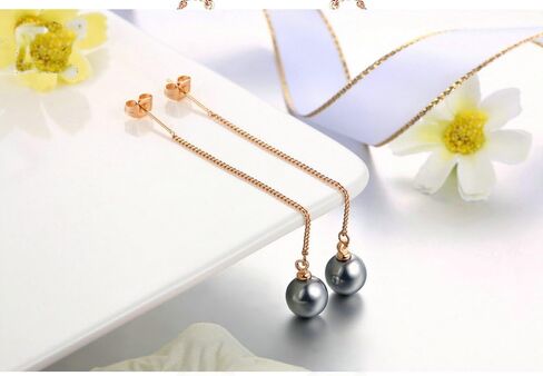 Crystal Earrings for Women - Chandelier Earrings - Black Pearl Earrings - Purple Crystal Earrings in Saudi Arabia