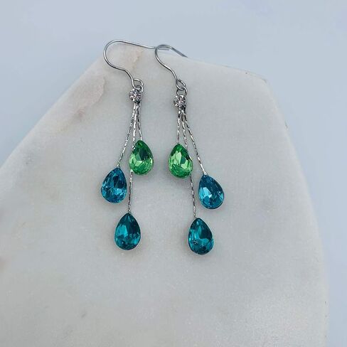 Crystal Earrings for Women - Chandelier Earrings - Black Pearl Earrings - Purple Crystal Earrings in Saudi Arabia