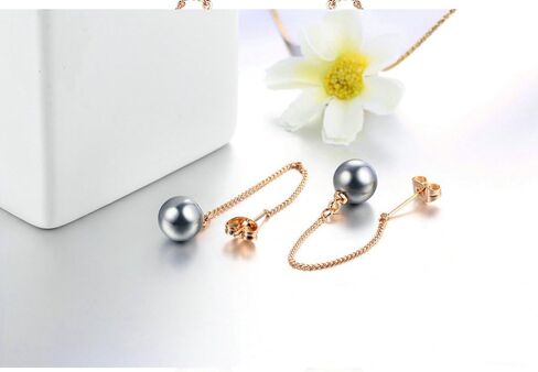 Crystal Earrings for Women - Chandelier Earrings - Black Pearl Earrings - Purple Crystal Earrings in Saudi Arabia