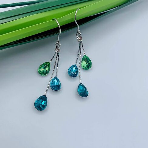 Crystal Earrings for Women - Chandelier Earrings - Black Pearl Earrings - Purple Crystal Earrings in Saudi Arabia