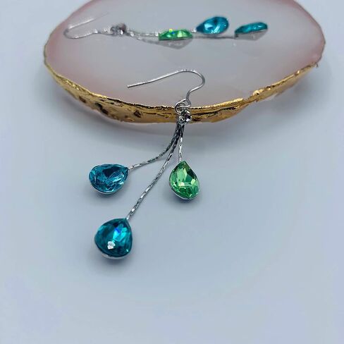 Crystal Earrings for Women - Chandelier Earrings - Black Pearl Earrings - Purple Crystal Earrings in Saudi Arabia
