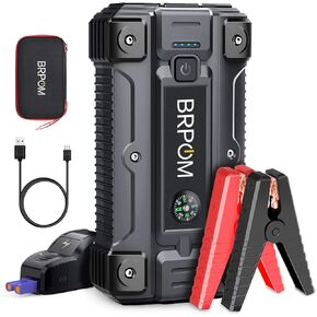 BRPOM Car Jump Starter, 5000A Peak 26800mAh (Up to All Gas or 10L Diesel Engine, 50 Times) 12V Auto Booster Battery Charger Jump Box with Quick Charger Smart Jump Cables