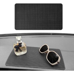 Car Dashboard Anti-Slip Rubber Pad, Multifunctional 10.6 x 5.9 Universal Non-Slip Car Magic Dashboard Gel Latex Pad for Cell Phones, Sunglasses, Keys, Coins and More Use (Black/Grid)