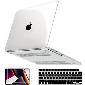 Anban Compatible with MacBook Pro 14 inch Case 2024 2023 2022 2021 Release M3 A2918 A2992 M2 M1 A2779 A2442 Touch ID, Clear Plastic Hard Shell Case & Keyboard Cover & Screen Protector, Transparent