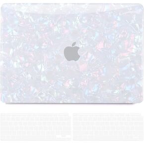 B BELK متوافق مع حافظة MacBook Air 13 بوصة، حافظة MacBook Air M1 2022 2021 2020 2019 2018 A2337 A2179 A1932، حافظة صلبة بلاستيكية للكمبيوتر المحمول + 2 غطاء لوحة مفاتيح، نمط غلاف لامع لؤلؤي لامع