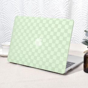 Seorsok Compatible with MacBook Air 13.6 inch Case 2022 A2681 M2 Chip with Liquid Retina Display Touch ID,Elegant Leather Plastic Hard Shell Case with Transparent Keyboard Cover,Beige PVC Grid