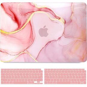 B BELK Compatible with MacBook Air 13 inch Case, MacBook Air M1 Case 2022 2021 2020 2019 2018 A2337 A2179 A1932, Laptop Plastic Hard Case + 2 Keyboard Covers, Glitter Hot Pink Pearly-Lustre Pattern