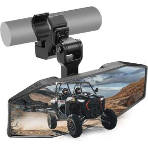 KEMIMOTO UTV Center Mirror, Adjustable Aluminum Clamp UTV Rear View Mirrors Fits 1.5"-2" Roll Cage and Compatible with Polaris Ranger/Polaris RZR/Pioneer/Talon/Kawasaki KRX/Mule/Can Am X3/ CFMOTO
