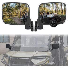 SAUTVS Adjustable Wider Rearview Side Mirrors for Polaris Ranger XP 1000, Folding Clear Rear View Side Mirrors for Polaris Ranger XP 1000 Crew 2018-2024 Accessories(2PCS)