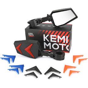 KEMIMOTO UTV Black Blue Red Orange Side Mirrors compatible with Polaris RZR 900 1000 XP Pro Talon Can Am- Work with 1.75"-2" roll bar cage