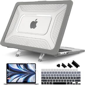 Batianda Case for New MacBook Air 13.6 inch 2022 2023 2024 Release A2681 A3113 (M3) Model,Honeycomb Heavy Duty Protective Hard Shell with TPU Bumper Fold Kickstand & Keyboard Cover Protector,Navy Blue