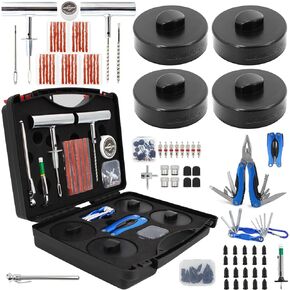 URMECCH Jack Pads with Tire Repair Tool Kit for Porsche 911 964 993 996 997 928 Cayman 718 Boxster, Jack Puck Adapters with Flat Tire Emergency Puncture Repair Tools in Storage Bag