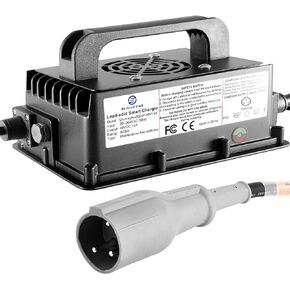 800W Lead Acid Battery Charger 48 Volt 15 AMP 3-Pin Original Gray One-Piece Plug Club Car DS&Precedent Golf Carts