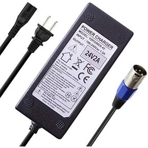 Abakoo 24V 2A Battery Charger with XLR Connector for Ezip Mountain Trailz S400 S500,Jazzy, Pride, S300 S350 S650, Ezip 400 500 650 750 900 Mountain Trailz, Shoprider