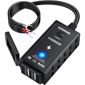 EXTRACTME Motorcycle Phone Charger, 3.1 Amp Motorcycle USB Charger with ON/Off Switch, Waterproof Motorcycle Accessories U-Type Terminal to USB Adapter for Phone