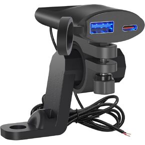 DC12V-24V Car Phone Charger Fast Charging PD+USB Motorcycle Phone Charger Rearview Mirror Expansion Bracket
