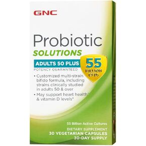 GNC Probiotic Solutions Adults | Customized Vegetarian Formula for Adults 50+, Supports Digestive and Immune Health | 30 Capsules