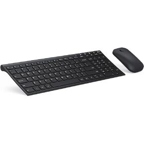 seenda Rechargeable Wireless Keyboard Mouse, Ultra Slim Low Profile USB Keyboard and Mouse Combo with Number Pad for WindowsXP/7/8/10/11/11 Pro, Black and Grey