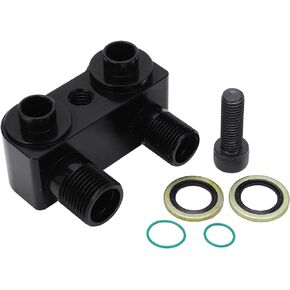 Aramox 90° Turn Angle AC Compressor Adaptor Fitting Kit 2 Male AC Line Fittings (3/4-16 and 7/8-14) Replacement for Ford LSX LS1