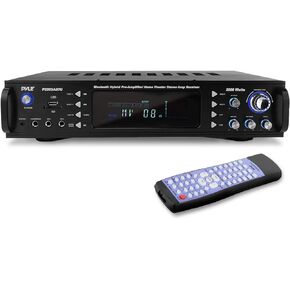 Pyle 4-Channel Bluetooth Home Power Amplifier - 2000 Watt Audio Stereo Receiver w/Speaker Selector, AM FM Radio, USB/SD Card Reader, Karaoke Microphone Input - Home Entertainment System P2203ABTU.6