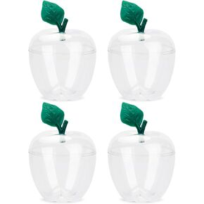 Large Red Apple Container, Apple Shaped Candy Toy Filling Containers Jar, Back To School Teacher Appreciation Gift, Wedding Party Ornaments Christmas Decorations Supplies Favors - 4 Pack