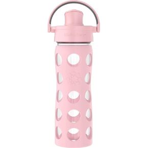 Lifefactory 12-Ounce Glass Water Bottle with Active Flip Cap and Protective Silicone Sleeve, Cantaloupe, 12oz