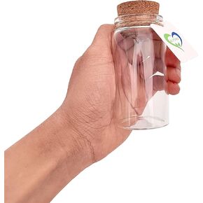 ELYSAID 4 pcs of 100ml Empty Clear Glass Bottles Vials With Cork Stopper Storage Jars 47×90mm Bottles